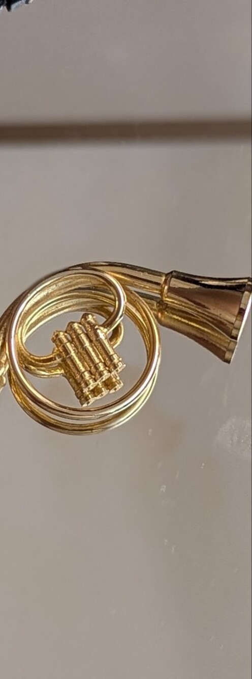 Vintage Gold-tone French Horn Charm Pendant Works!